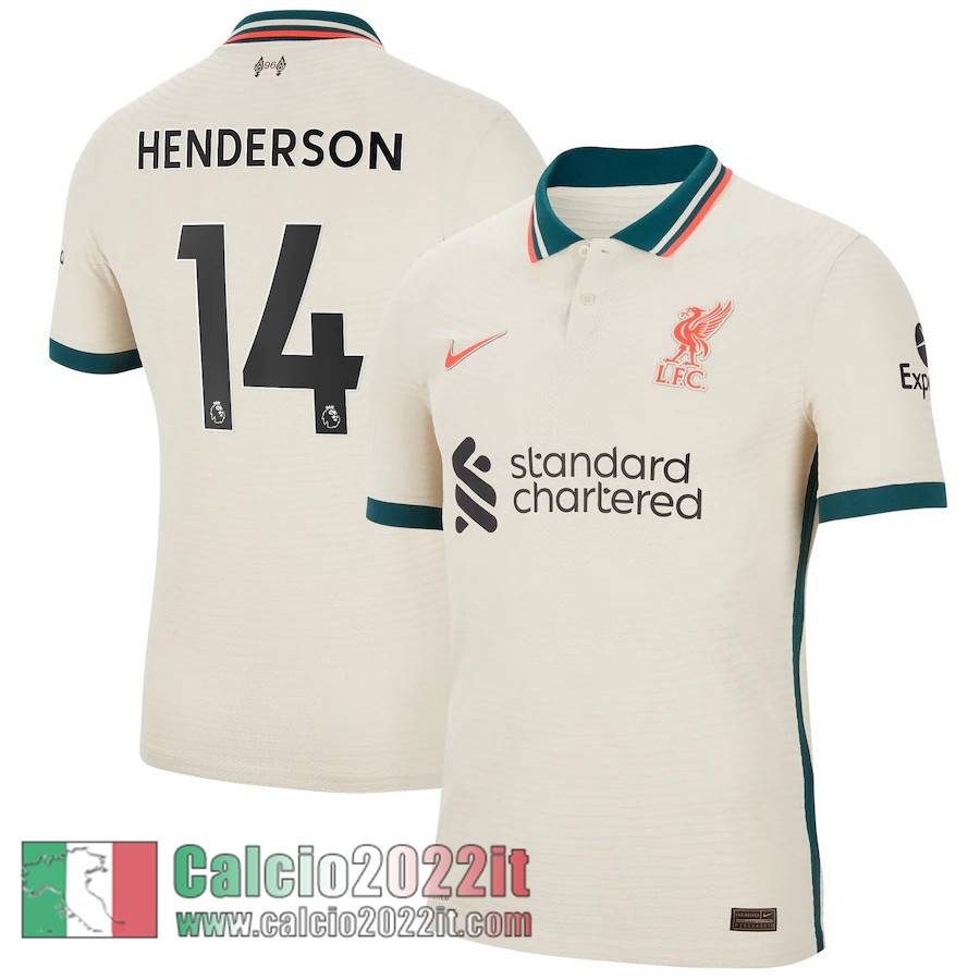 Seconda Liverpool Maglia Calcio Uomo # Henderson 14 2021 2022