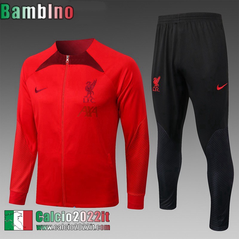 Full Zip Giacca Liverpool rosso Bambini 2022 2023 TK452