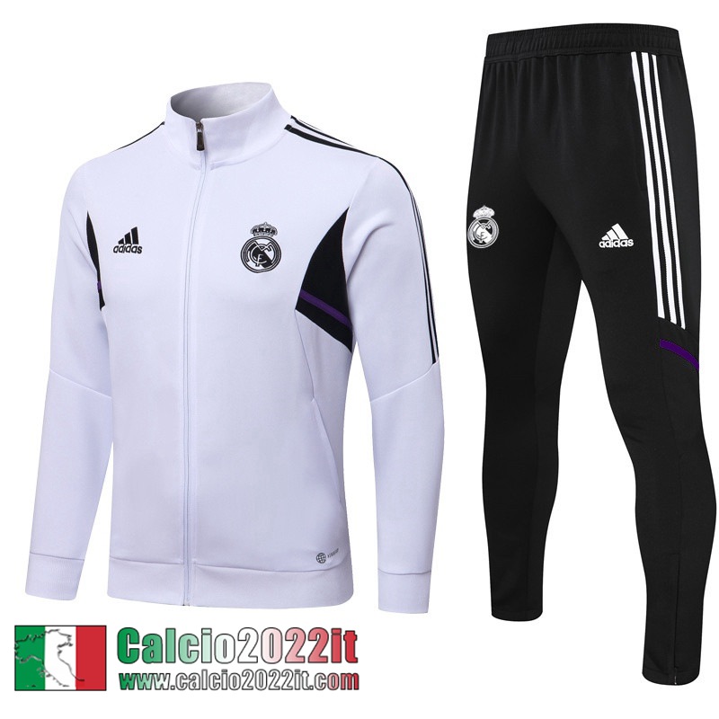 Real Madrid Full Zip Giacca Bianco Uomo 2022 2023 JK502