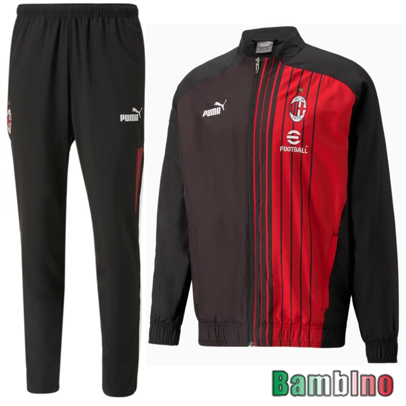 AC Milan Full Zip Giacca Nero rosso Bambino 2022 2023