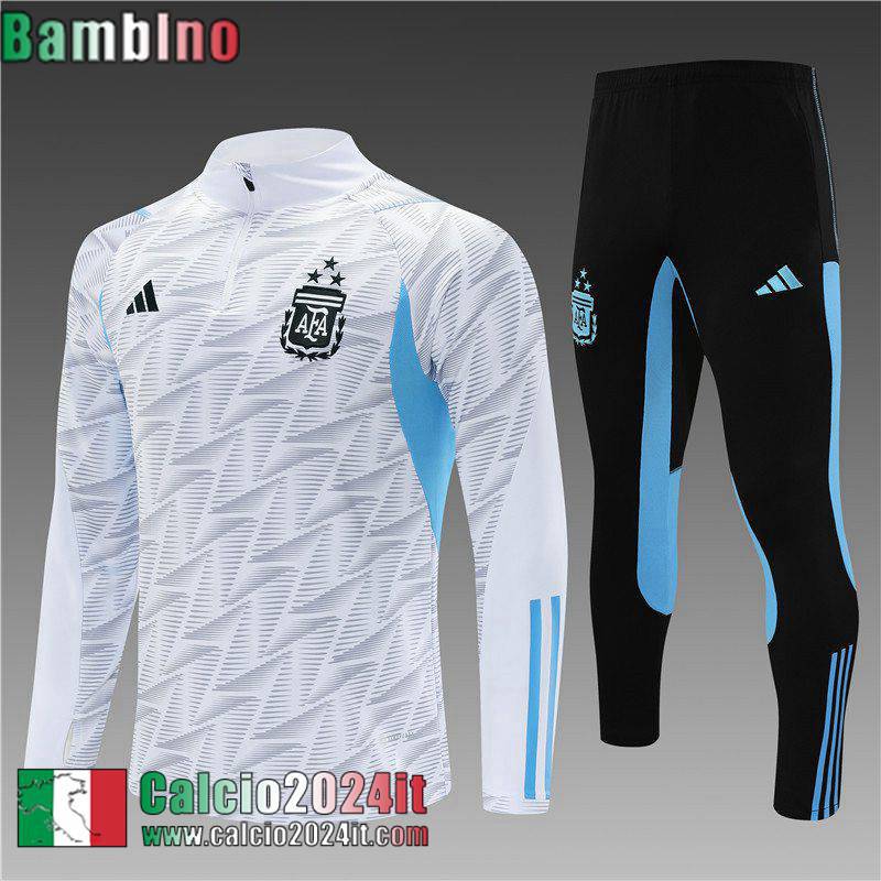Argentina Tute Calcio Bianco Bambino 2023 2024 C45