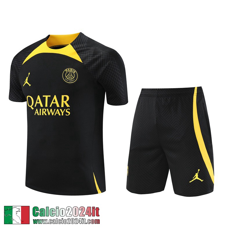 PSG Tute Calcio T Shirt nero Uomo 2023 2024 TG805