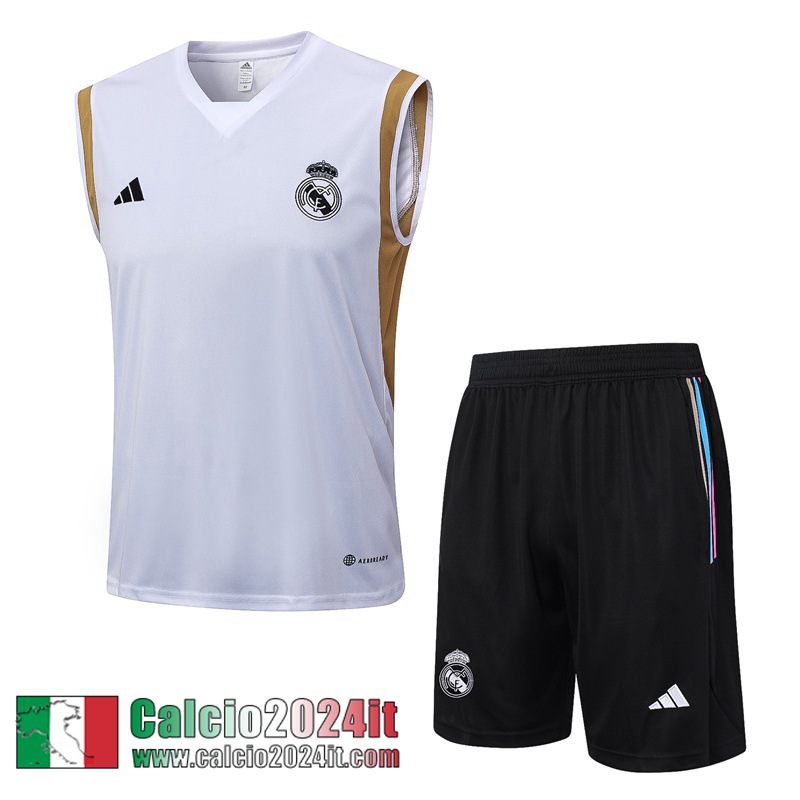 Real Madrid Tute Calcio Senza maniche Bianco Uomo 2023 2024 TG888