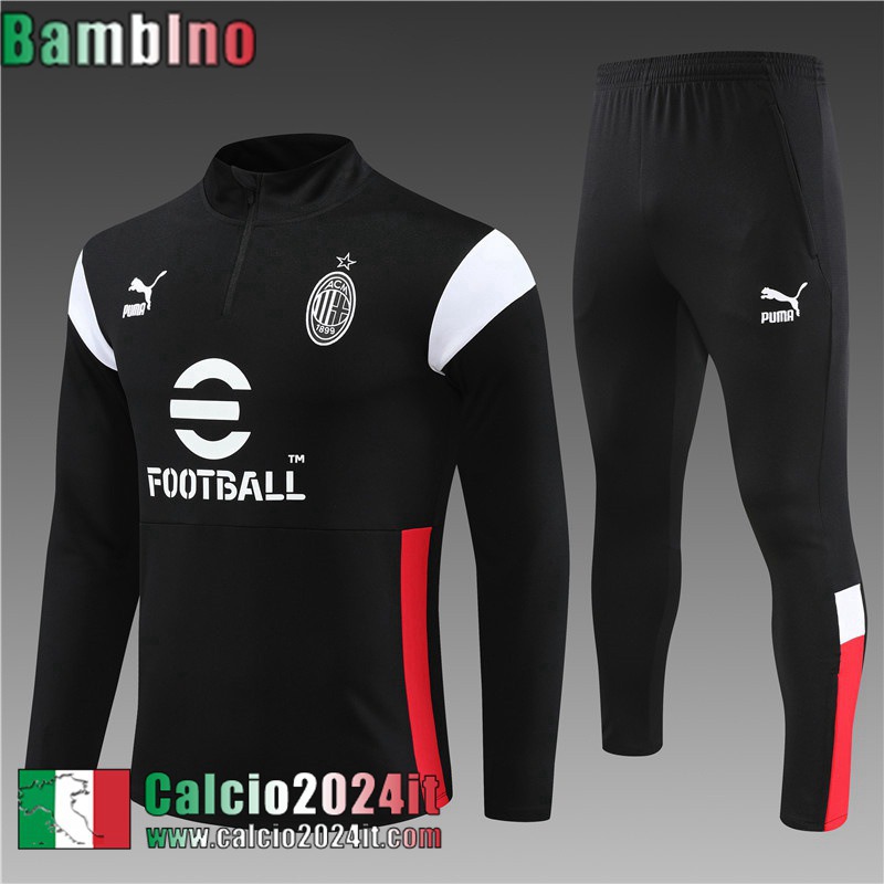 AC Milan Tute Calcio + PANTALONI nero Bambini 2023 2024 TK644
