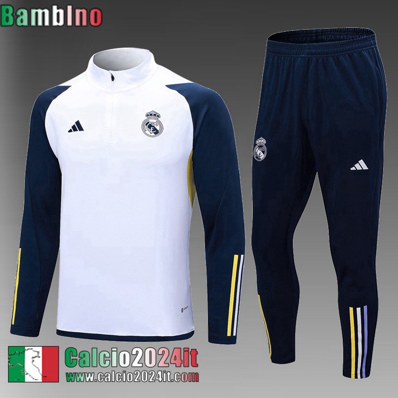 Real Madrid Tute Calcio Bianco Bambini 2023 2024 TK668